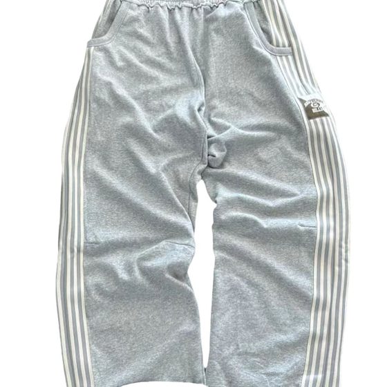 Sports Pants Men's and Women's Ins Cotton Heavy-weight Loose Wide-leg Trousers Side Striped Sweatshirt Pants Drop-feeling Straight Pants