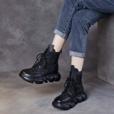 以一 Летние дышащие короткие сапоги на платформе для отдыха, кожаные ботинки, воловья кожа