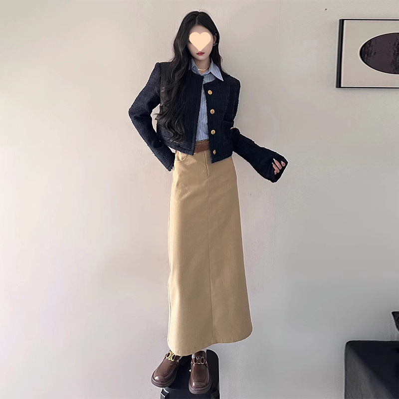 轻熟活泼减龄外套衬衫半身裙三件套装女新款秋冬装搭配一整套|undefined