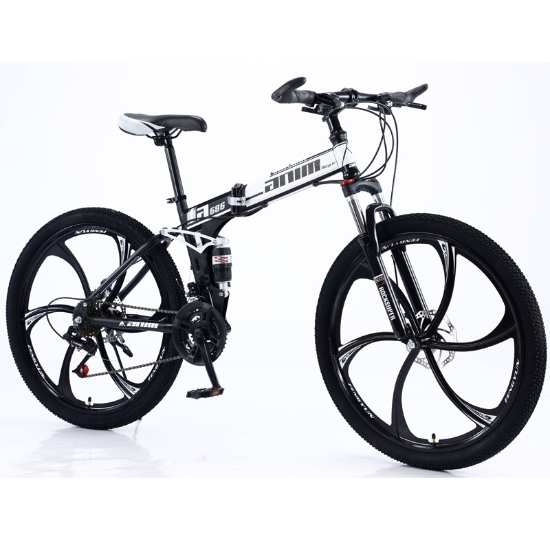 Bicicleta de montaña de fábrica, ruedas 24/26”, doble suspensión, plegable, para exportación