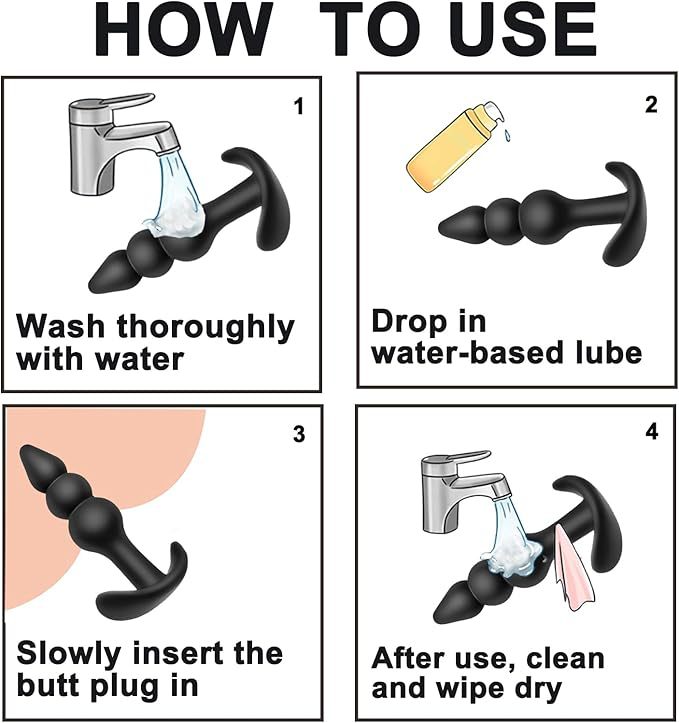 Silicone Small Three-Bead Anal Plug, Black Manual Anal Beads for Adult Use — detail image 9