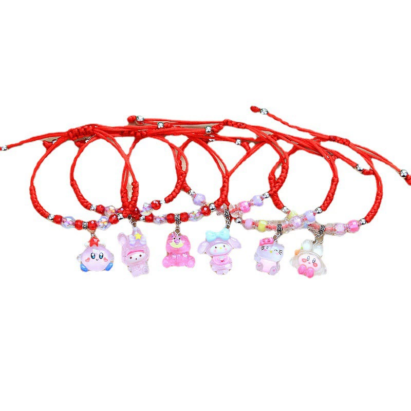 Children's cartoon accessory, red rope bracelet