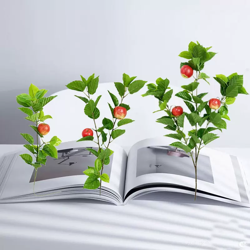 仿真绿植苹果叶绿植假苹果树叶室内装饰造景园林景观假苹果叶带果