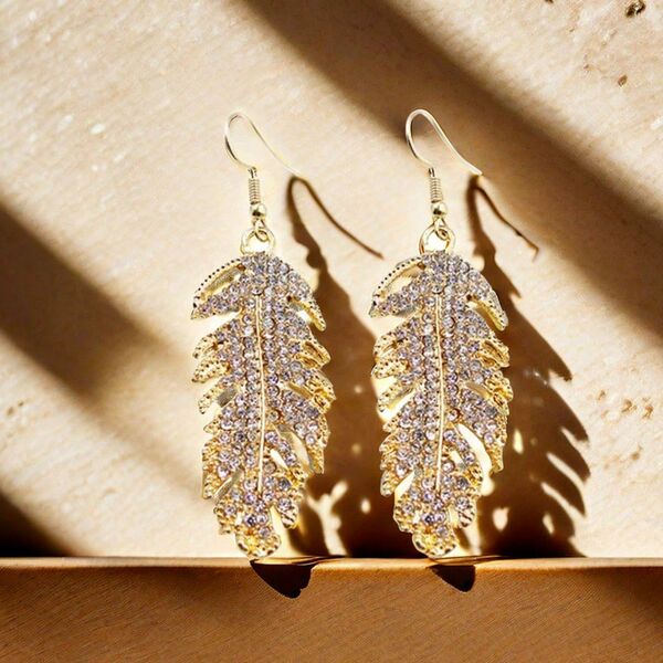 fashionable elegant earrings with rhinestones