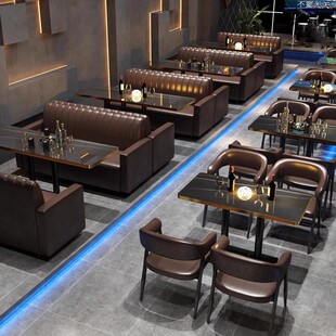 Qingba Music Tavern Coffee Western Restaurant Table and Chair Combination Retro Hot Pot Barbecue Dessert Milk Tea Shop Casa Sha J &