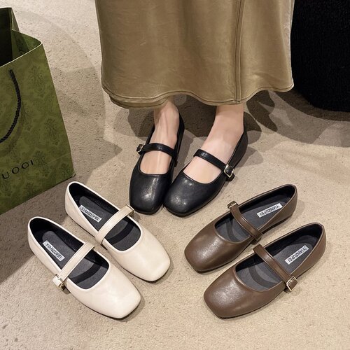 2025 Spring New Retro Flat Sandals for Women, Head Strap Open Toe with One-Side Hook-and-Bar Mary Jane Fashion Women's Sandals Wholesale
