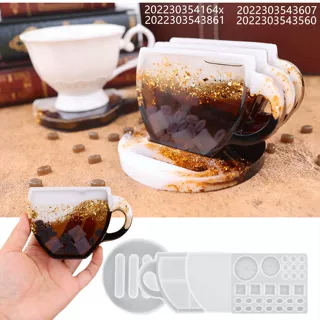 diy水晶树脂滴胶流沙注油杯垫咖啡杯垫夏日柠檬杯垫镜面硅胶模具