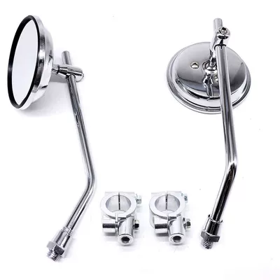 Motorcycle rearview mirror Personalized Retro Mirror, Square Mirror - electroplated-circular-belt-base