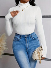 N 38017 Solid Color Ribbed Knit Top ��ɫ������֯�� �羳����