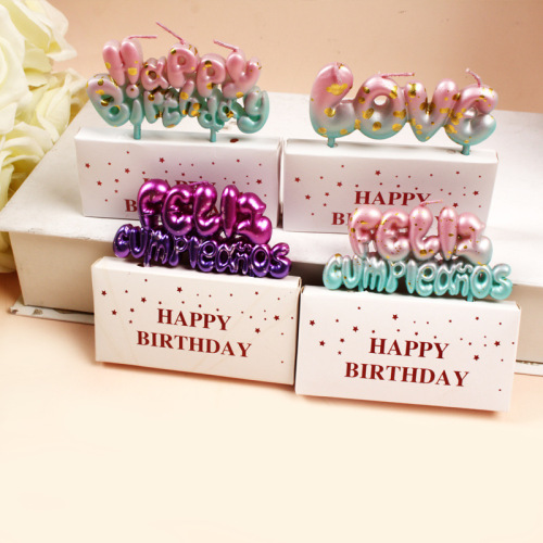 New mermaid warm English letters love happy birthday candle party supplies card cake candle