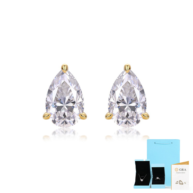 모이사나이트 귀걸이-골드/GRA/선물박스