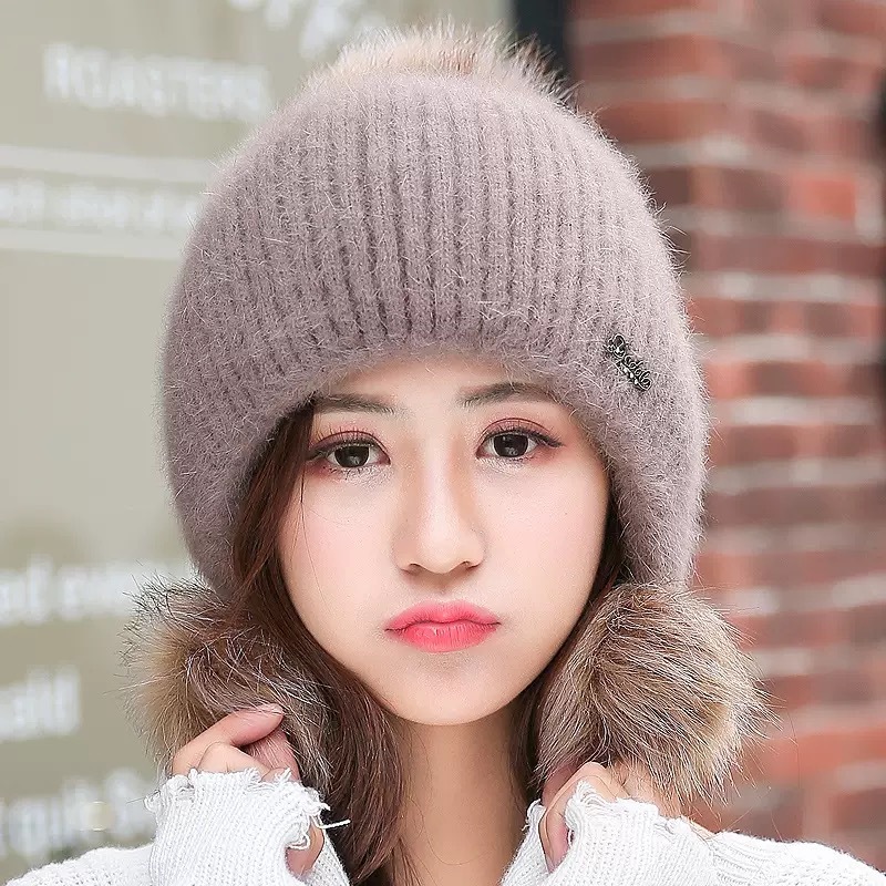 帽子女冬季加绒加厚针织帽冬天韩版学生毛线帽女士冬帽护耳骑车帽|undefined