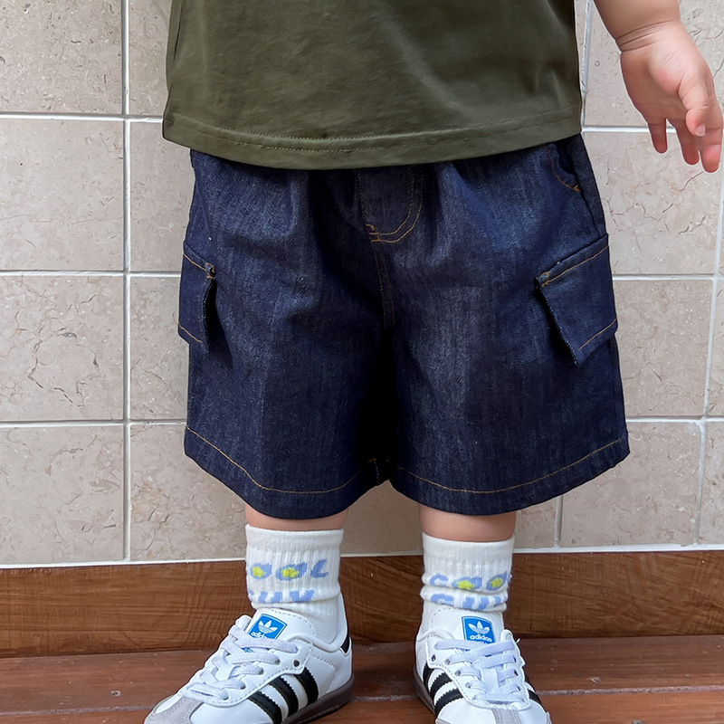 Children's Summer Five-point Jeans Fold Denim Shorts Active Denim Fade-resistant Color-resistant Jeans for Boys