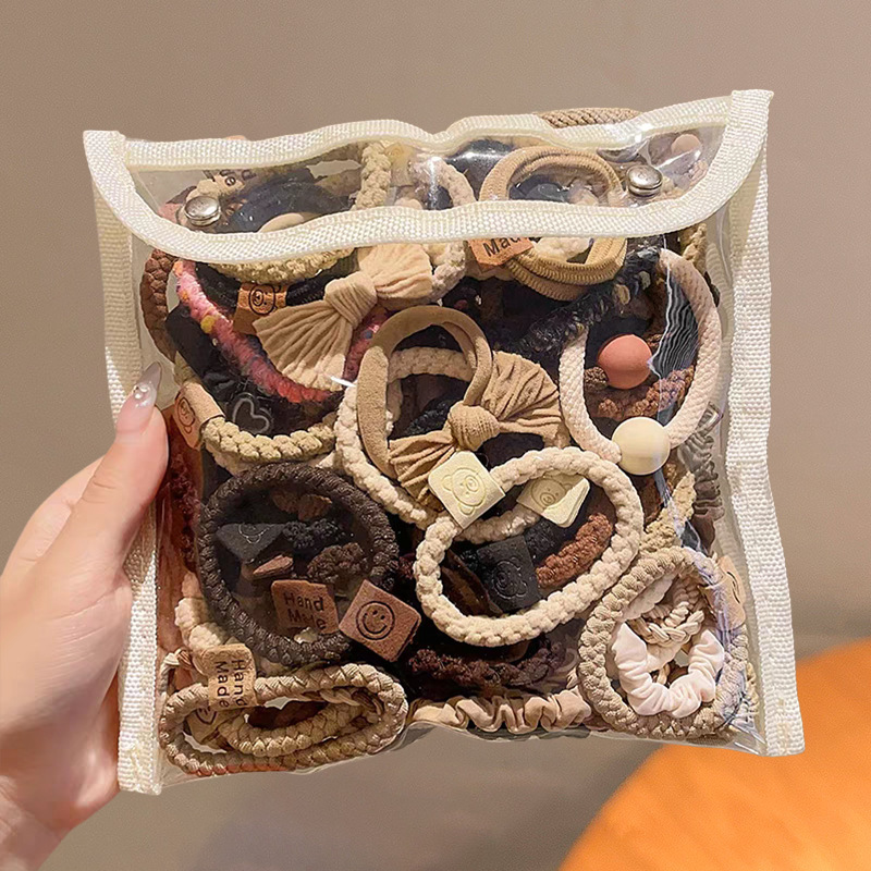可爱笑脸发饰加宽加粗橡皮筋女韩系简约发绳咖色小熊头绳百搭头饰|undefined