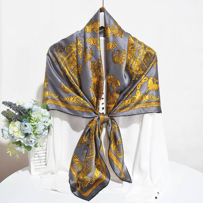 2021 Autumn new pattern Real silk Large square golden Phoenix Retro printing scarf mulberry silk Silk scarf Shawl