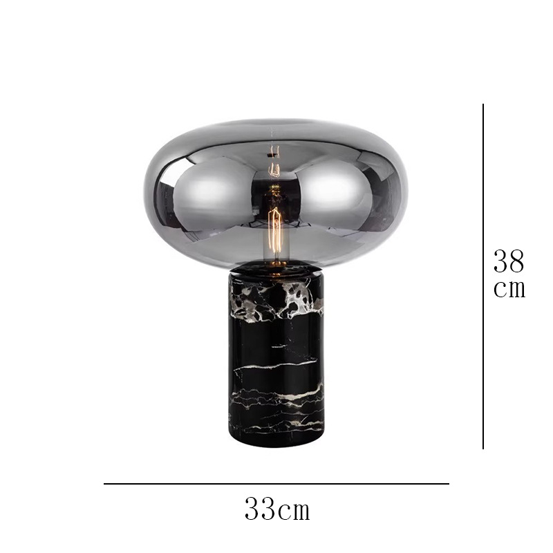 北欧简约后现代轻奢大理石台灯高级感客厅玻璃设计师卧室床头灯