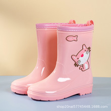 跨境中大童卡通雨靴儿童新款中筒雨鞋小女孩防水套鞋防滑男孩水鞋