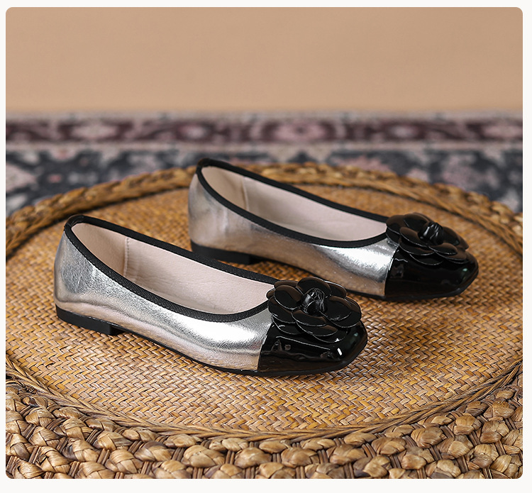 Women's Elegant Color Block Flower Square Toe Flats display picture 2