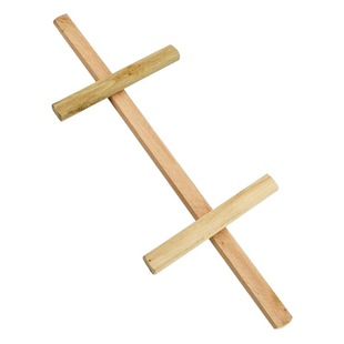 Pig Roasting Rack Wooden Support Frame for Pig Belly, Two Short and One Long Wooden Sticks, Aluminum Alloy Support, Multifunctional