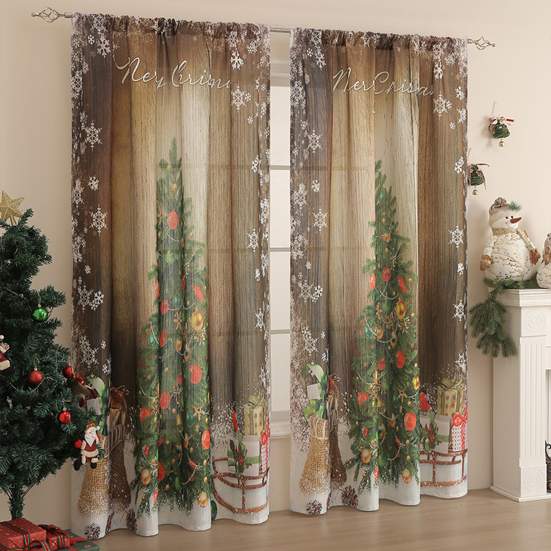 新しいアメリカのクリスマスのカーテンのクリスマスのテーマのプリントの布の遮光の長方形の美化の装飾の布の芸の完成品のカーテン|undefined