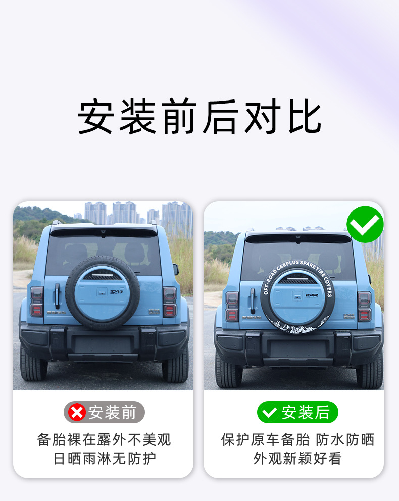 Suitable for Chery Icar V27 Thickened Spare Tire Cover, Car Off-Road Vehicle Tire Sun Protection Cover, Protective Cover, Modification Supplies