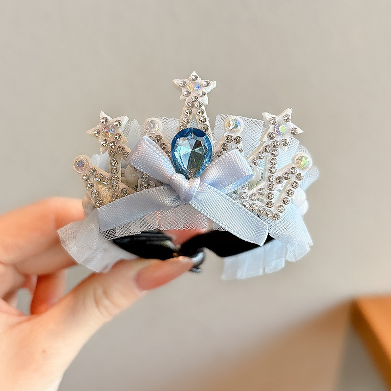 Bola de corona de perlas para niños, hebilla para el cabello, tocado de princesa, pinza para el cabello de cola de caballo para niñas, artefacto para el cabello para niñas