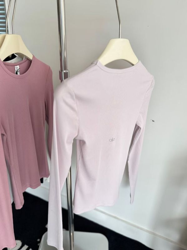 瑜伽打底衫修身圆领ALO女款RIBBED MODAL LONG SLEEVE长袖衫舒适|undefined