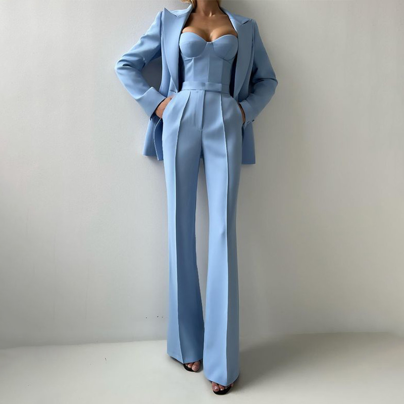 European and American Foreign Trade Cross-border Amazon Autumn Temperament Fashion Commuter Suit suit Corset Pants Jacket Three-piece Set European and American Foreign Trade Cross-border Amazon Autumn Temperament Fashion Commuter Suit suit Corset Pants Jacket Three-piece Set