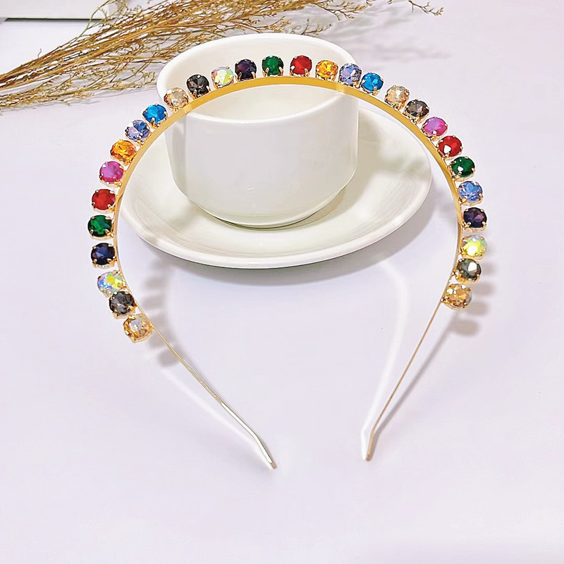 Diadema de cristal estéreo de estilo coreano, diadema de cristal colorida geométrica, accesorios para el cabello, diadema de palacio retro, venta al por mayor