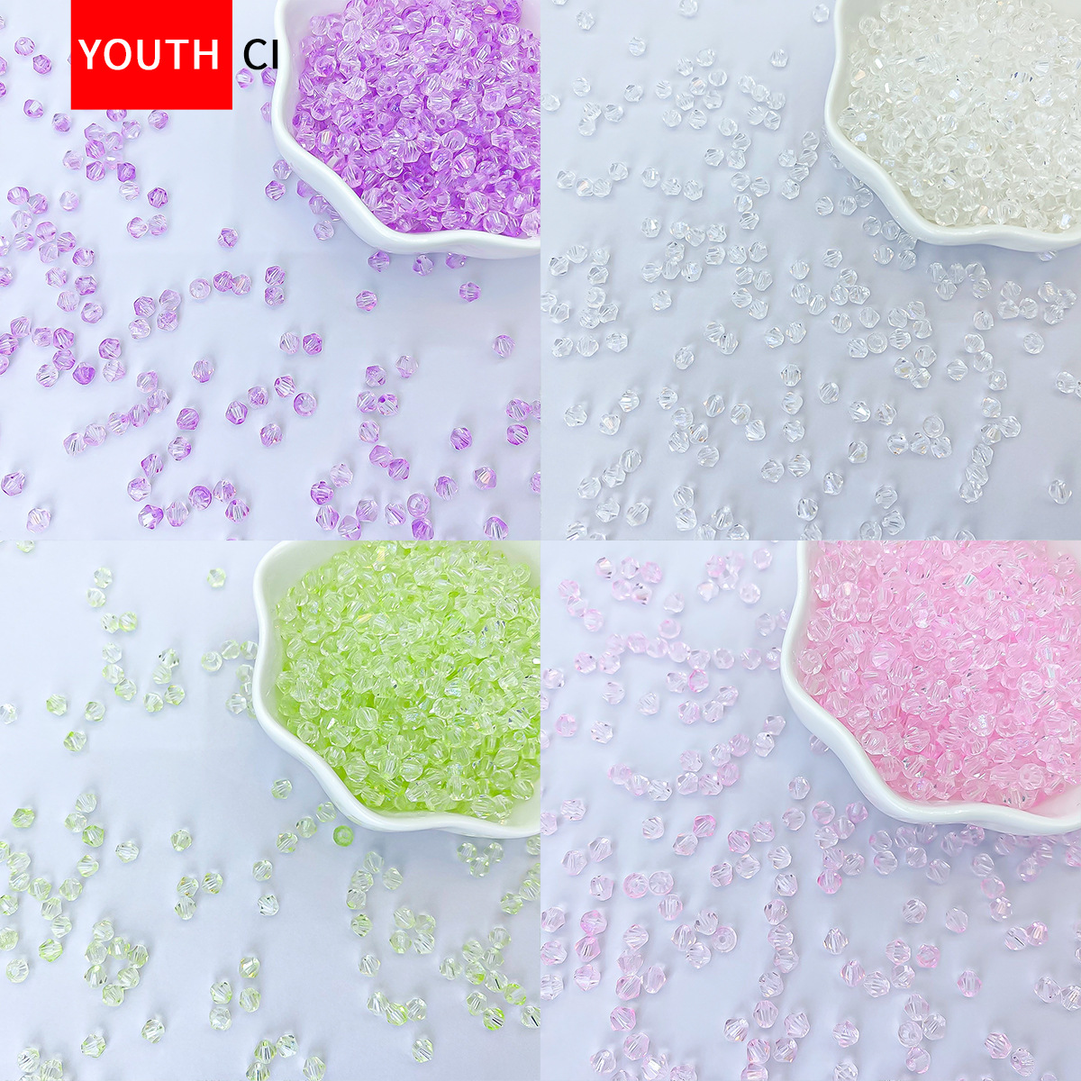 4mm尖晶超小水晶串珠琉璃珠 diy手工服饰辅料手链项链散珠配件