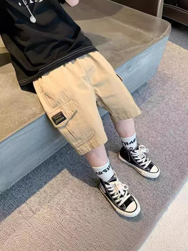 Boys 'working quarter pants 2024 summer new style loose western-style children's shorts summer casual pants for baby's knees