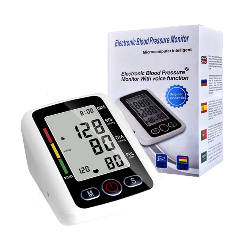 Esfigmomanómetro de pantalla grande inglés neutro esfigmomanómetro electrónico de brazo para ancianos comercio exterior al por mayor