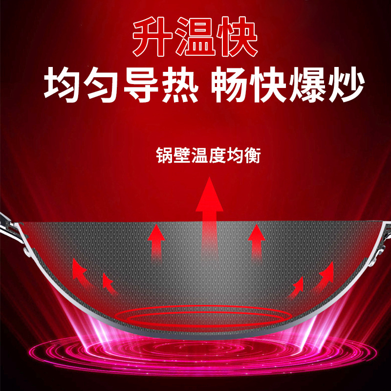 Iron pan, wok, non-stick pan, lightweight wok, uncoated pan, kitchen round bottom pan, manufacturer, traditional old-fashioned handmade pan