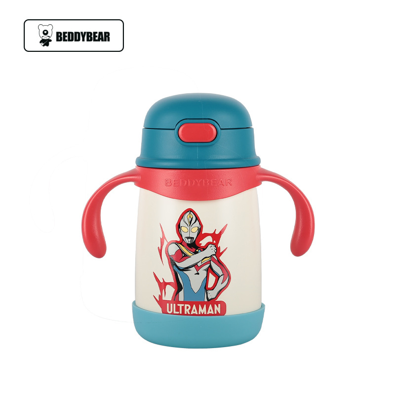 Oso taza de vacío para beber para niños de tamaño pequeño con correa de asa para bebés masculinos y femeninos de 1 a 3 años taza de beber para bebés