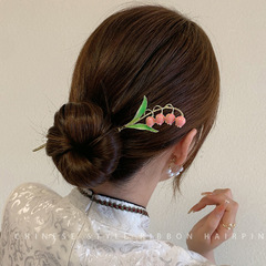 Tulip Hairpin for Women, Summer Ancient Style Hanfu Hairpin, Rear Head Hairpin Device, Flower Hairpin, Simple and Modern Headwear