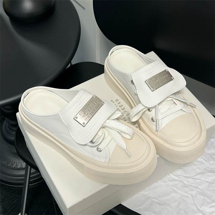 Half Drag 2024 Sommer Neue dicke Unterseite Baotou Mode Oberbekleidung Casual weiße Schuhe_voghion.com