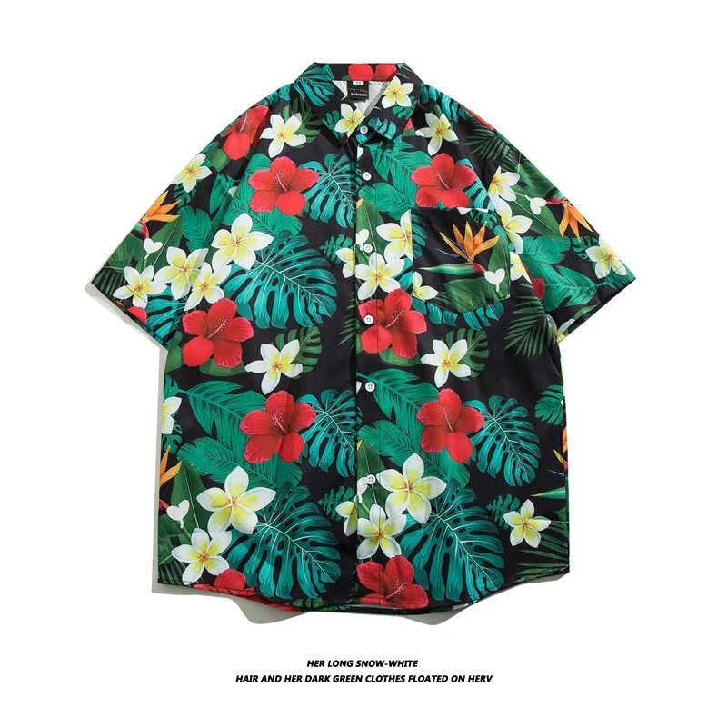 Camisa con botones de solapa suelta de manga larga de todo fósforo de la calle para hombres Venta caliente Flor colorida Impresión digital 3D