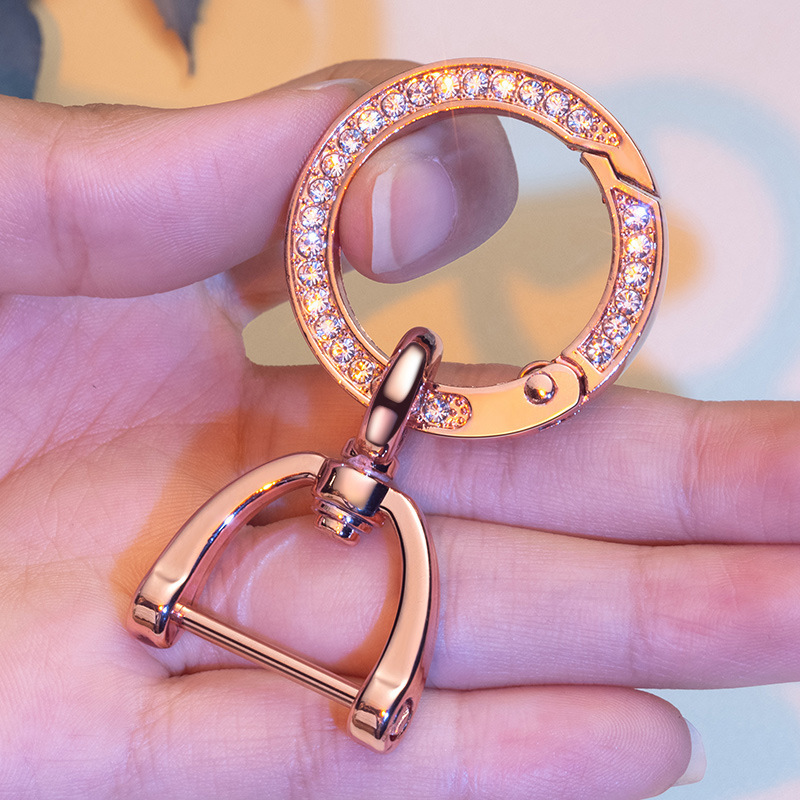 Suitable for Car Keychain Female Creative Simple Chain Pendant Buckle Personalized Diamond Key Ring Ring School Bag Hanging Rope Belt