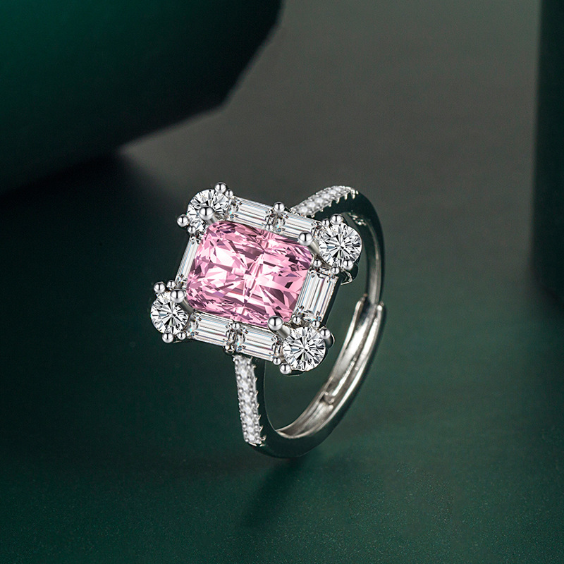 Fashion Rectangle Copper Plating Zircon Open Ring 1 Piece