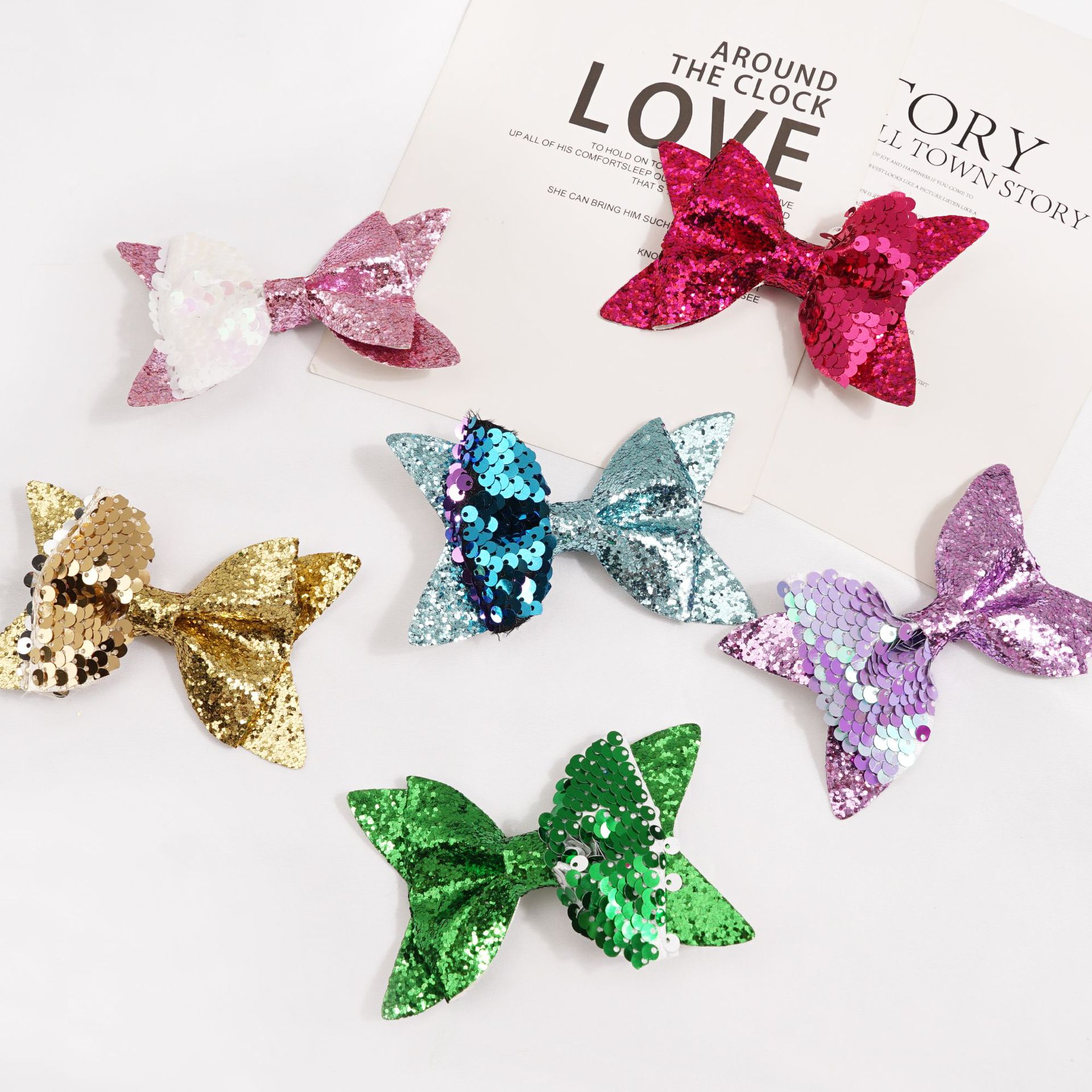 Princess Simple Style Bow Knot Sequin Cloth Handmade Hair Clip display picture 5