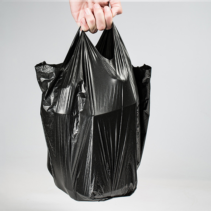 黑色塑料袋包装方便袋批发加厚垃圾袋手提购物袋一次性背心马夹袋