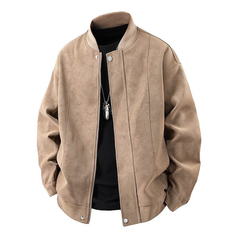 2025 New Men's Suede Jacket, Spring and Autumn Style, High-End American Trendy Loose Casual Jacket