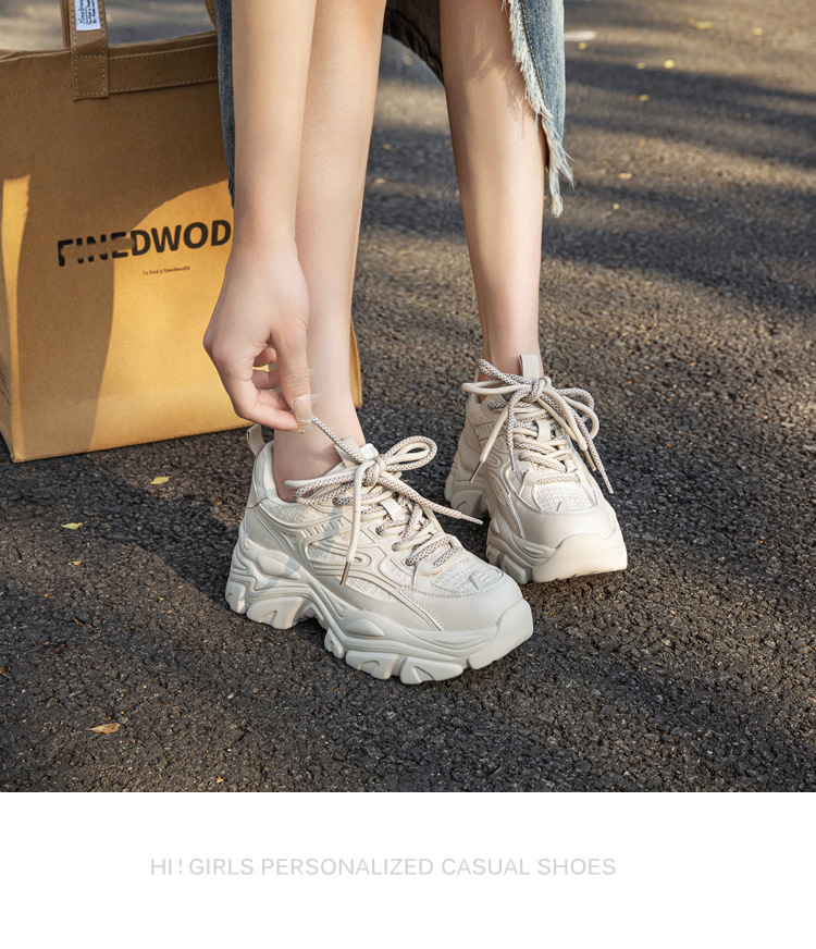 Spring Hot-Selling Dad For Women Fashionable Comfortable Thick-Soled Height-Increasing Sneakers Casual Versatile White_vogvips.com