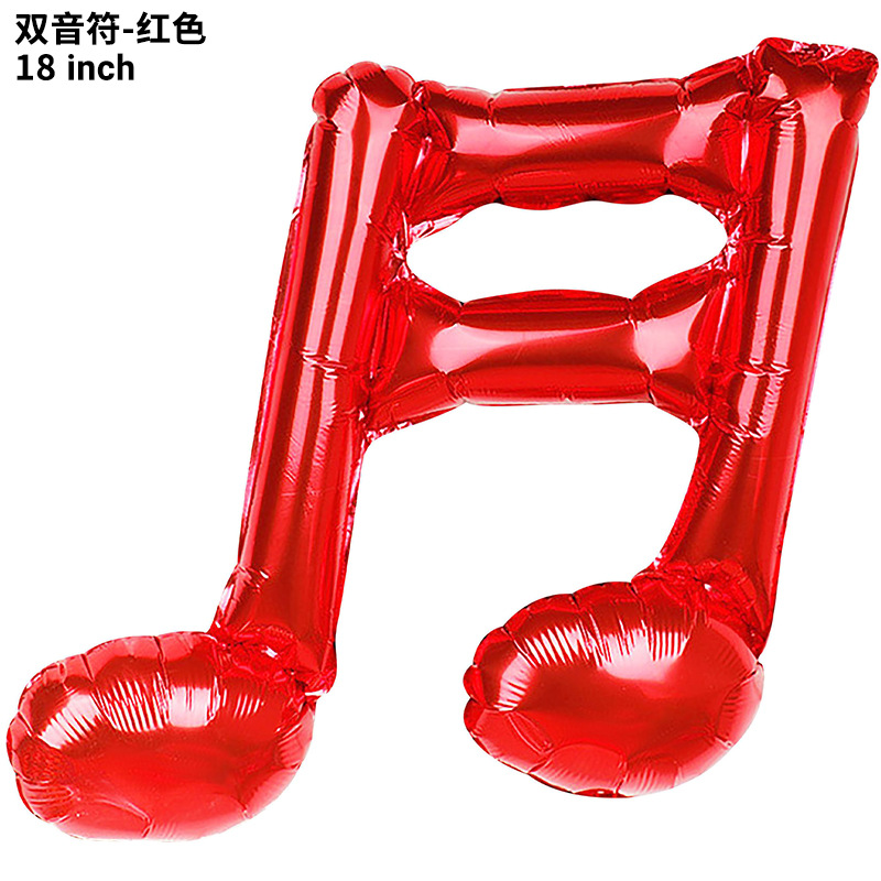 Globo transfronterizo de 18 pulgadas de una sola nota de dos notas, símbolo musical, forma de globo de película de aluminio, decoración de la escena de la fiesta de cumpleaños