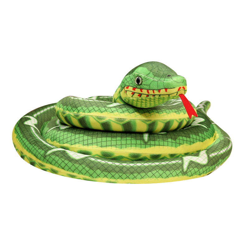 Simulación de juguetes de peluche serpiente falsa serpiente pequeña serpiente verde props mascotas parodia niños niños grandes muñecas pitón dorada