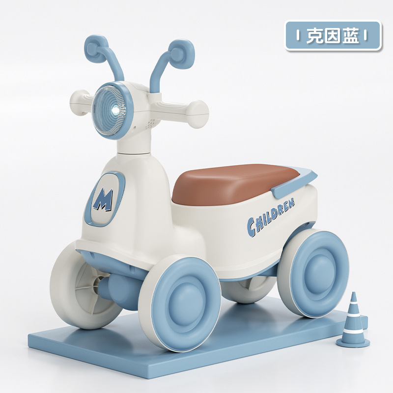 Patineta infantil con luces de música, cuatro ruedas anti-rollover, 1 - 3 años de edad, coche de equilibrio, puede montarse en patineta para niños.