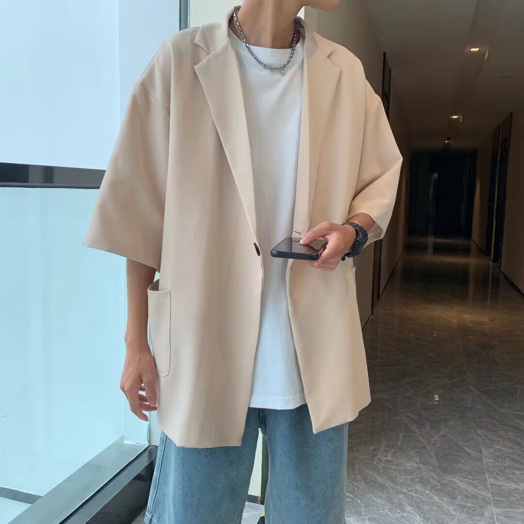 New Chinese Style Three-quarter Sleeve Shirt Men's Summer Tang Suit Trendy Loose Casual Jacket