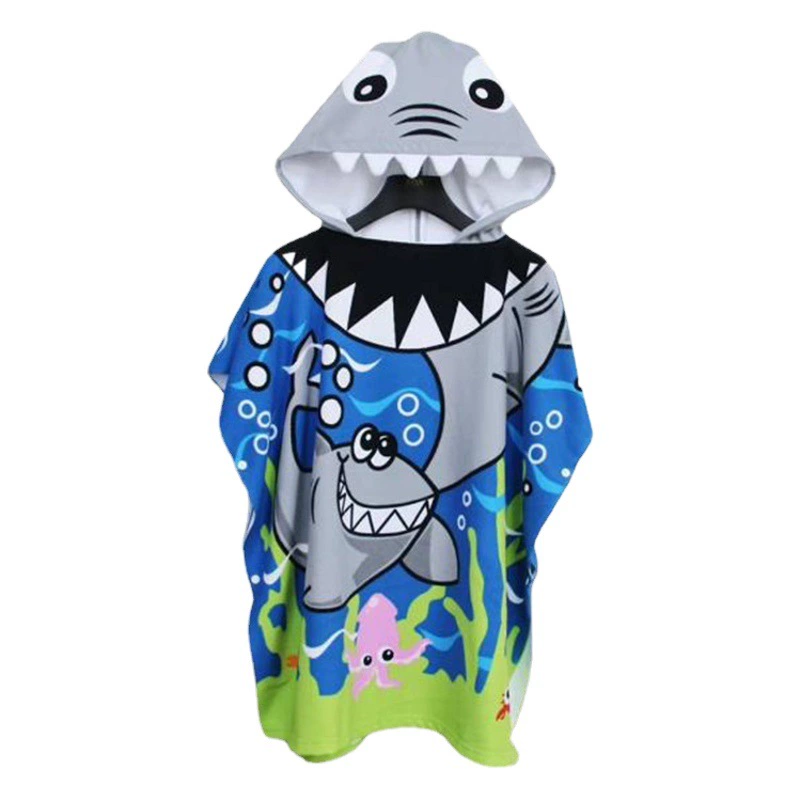 Детский махровый халат-накидка с капюшоном, быстросохнущий, впитывающий, из микрофибры, для купания младенцев