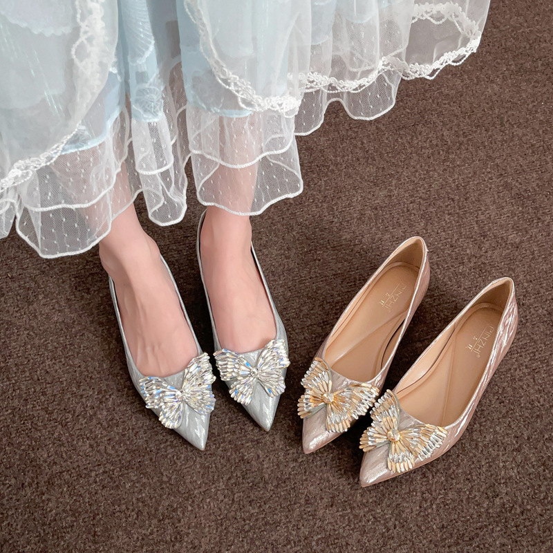 3383-7 Champagne Color Main Wedding Dress Wedding Shoes Crystal High Heels Women's Inner Heightening Shoes Comfortable Wedding Bridesmaid Shoes