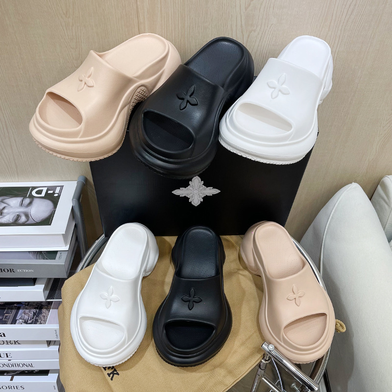In-Stock 9.5cm Version】High-Heeled Sports Slippers with Cross Straps, Thick-Soled Height-Increasing Women's Summer Outdoor Sandals